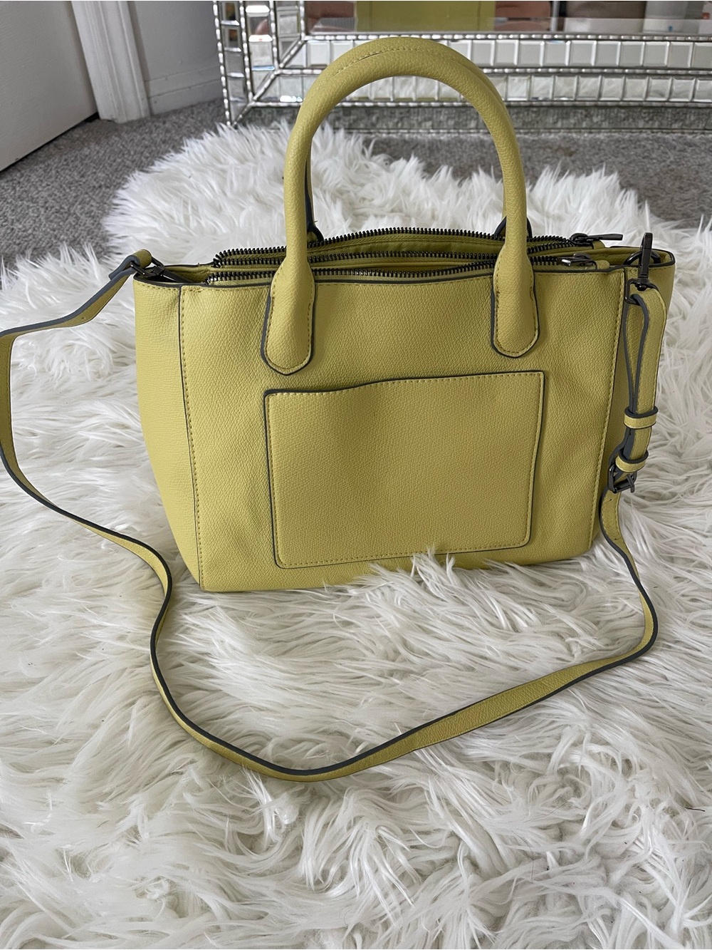 Yellow Leather Top-Handle Crossbody Bag